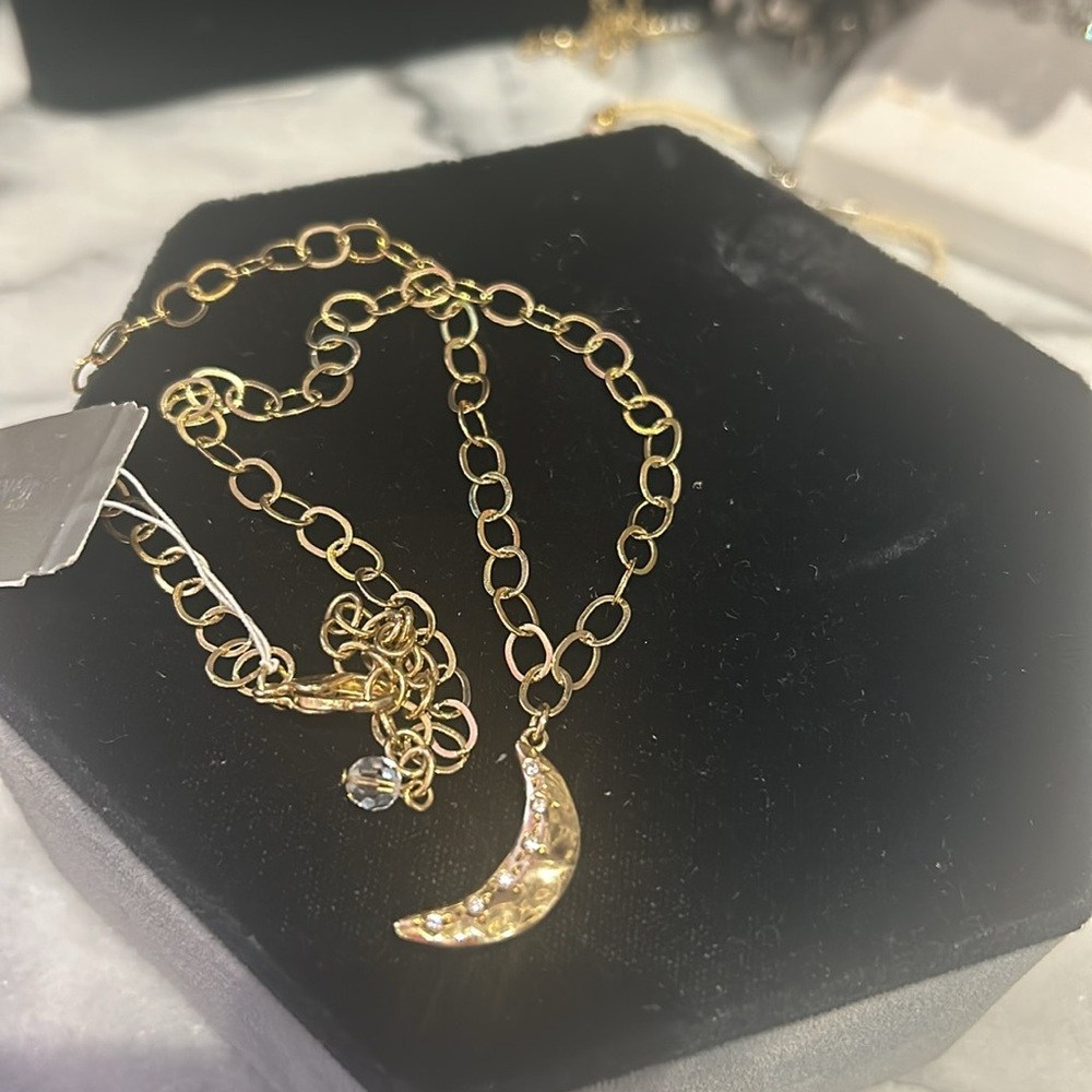 Moon Charm Oval Links Necklace-boutique
